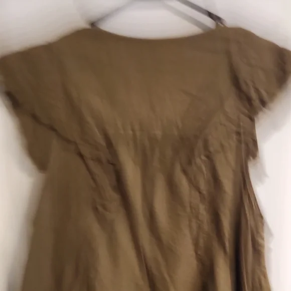 Pilcro- Women's Olive Green Sleeveless Button-Down Dress - Picture 4 of 6